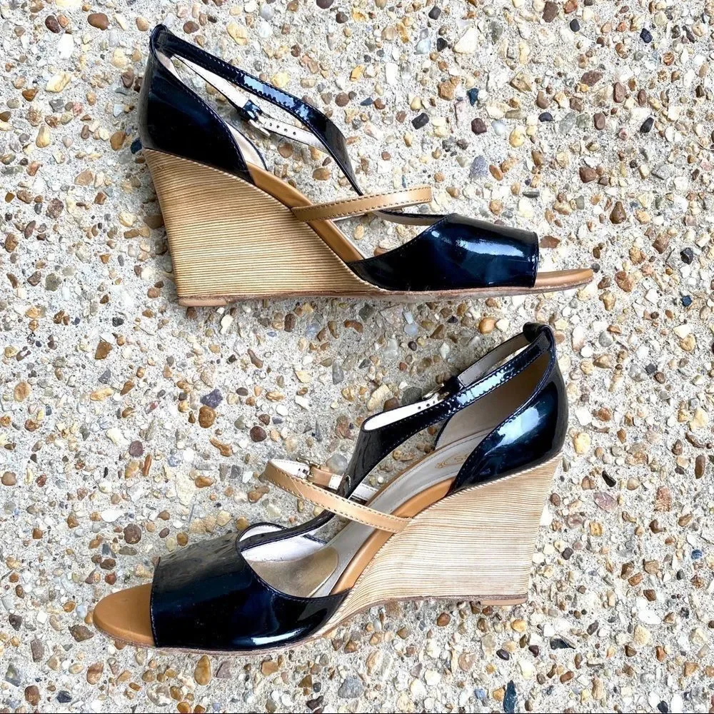 Tod’s Zeppa Wedge Black Patent BrownSandals 41